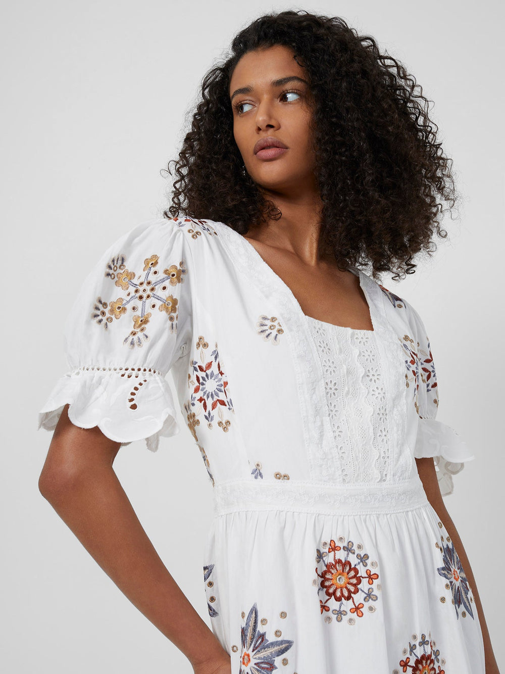 Biton Embroidered Cotton Mini Dress ...